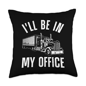truck driver gift for trucker accessories & stuff cool trucker for men dad semi driver mechanic trucking throw pillow, 18x18, multicolor