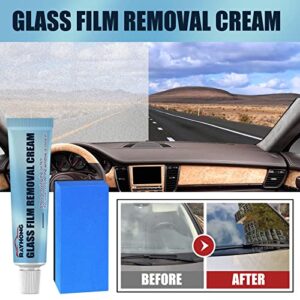 clyqyy Universal Car Glass Oil Film Cleaner with Sponge - Car Glass Film Removal Polishing Degreaser Cleaner, Make The Glass Clearly Visible and Drive Safe (Blue-2PCS)