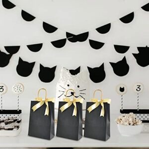 BEISHIDA Small Gift Bags Black Gold Gift Bags with Handles and Ribbon Party Favor Bags Goodie Bags Kraft Paper Bags for Mother's Day Birthday Wedding(8.3 * 5.9 * 3.2 in, 12PCS) …