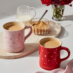 Le Creuset L'Amour Collection Stoneware 14oz Mug, Cerise with Heart Applique