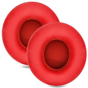 Professional Headphone Replacement Ear Pads for Beats Solo 2 & 3 Wireless ON-Ear Headphones | Does NOT Fit Beats Studio, Enhanced Foam, Luxurious PU Leather QOQOON Preminum Ear Pads Cushions (Red)