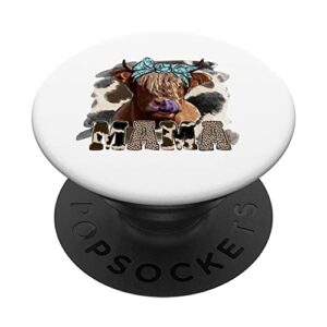 leopard highland cow bandana cow mama western country heifer popsockets swappable popgrip