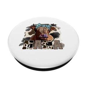 Leopard Highland Cow Bandana Cow Mama Western Country Heifer PopSockets Swappable PopGrip