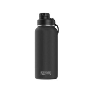 roosevelt supply co. 32 oz insulated water bottle with chug lid - reusable leak proof stainless steel water bottles, double wall vacuum insulation | 24 hours cold and 12 hours hot