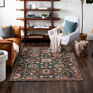mohawk home norwood charcoal grey 6' x 9' whimsy area rug perfect for living room, dining room, office