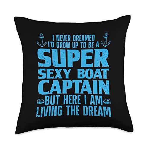 Yacht Boating Gift Boat Accessories & Boater Stuff Cool Captain for Men Women Sail Pontoon Boating Boater Throw Pillow, 18x18, Multicolor