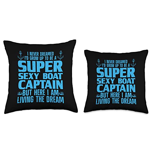 Yacht Boating Gift Boat Accessories & Boater Stuff Cool Captain for Men Women Sail Pontoon Boating Boater Throw Pillow, 18x18, Multicolor