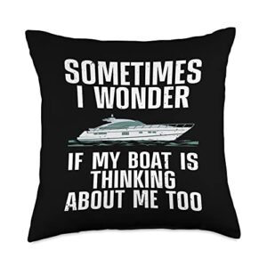 yacht boating gift boat accessories & boater stuff funny art for men women watercraft boat owner throw pillow, 18x18, multicolor