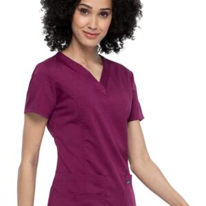 Sanibel Scrubs Stretch V-Neck Top (Wine, M)