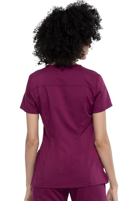 Sanibel Scrubs Stretch V-Neck Top (Wine, M)