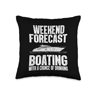 Yacht Boating Gift Boat Accessories & Boater Stuff Cute Drinking Art for Men Women Boating Pontoon Captain Throw Pillow, 16x16, Multicolor