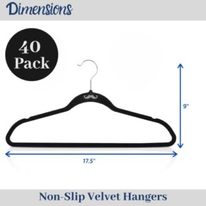 Mr. Pen- Velvet Hangers, 40 Pack, Black Hangers, Clothes Hangers, Felt Hangers, Black Velvet Hanger, Hangers Non Slip, Non Slip Hangers, Black Velvet Hangers, Black Hangers Velvet, Slim Hangers