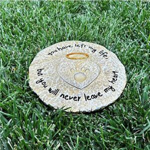 Lily's Home Pet Memorial Stone Engraved “You Have Left My Life, But You Will Never Leave My Heart” Outdoor Garden Grave Marker Stepping Stone or Wall Display in Memory of Loved Dog or Cat, Polyresin