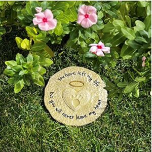 Lily's Home Pet Memorial Stone Engraved “You Have Left My Life, But You Will Never Leave My Heart” Outdoor Garden Grave Marker Stepping Stone or Wall Display in Memory of Loved Dog or Cat, Polyresin
