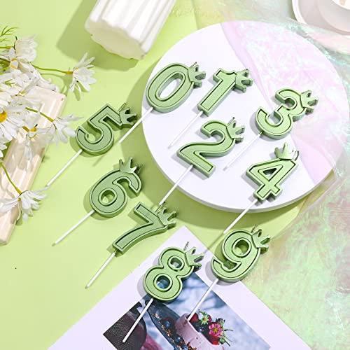 3inch Birthday Number Candle, 3D Candle Cake Topper with Crown Cake Numeral Candles Number Candles for Birthday Anniversary Parties (Green, 0)