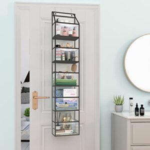 Fixwal Over The Door Hanging Pantry Organizer 5-Shelf Room Organizer with Clear Plastic Pockets Behind The Door Storage Organizer Large Capacity Organizer for Closet Bedroom Bathroom (Grey)