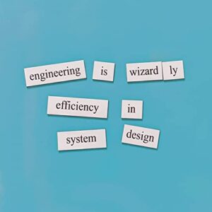 engineering word magnets - funny and nerdy word kit for college to phd to professional engineer level - office refrigerator or magnetic white board - made in usa