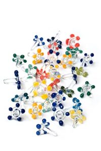 daisy style hand-blown flower glass beads, decorative gems - thicker and consistently sized (1/4" to 3/8" inches) assorted colors (60 pack)