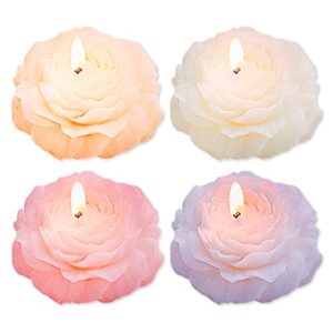 belugadesign peony rose candles | cute aesthetic scented flower shape pastel pink white purple | kawaii soy wax for women gift set bundle 4 pack
