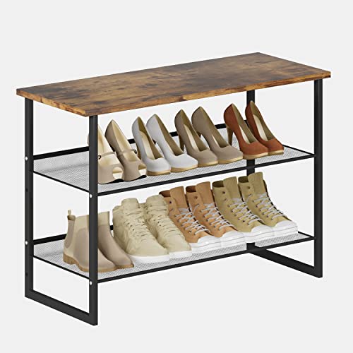 Garden 4 you 3-Tier Tilting Adjustable Freestanding Shoe Rack 6-8 Pairs 29 in Length for Durability and Stability for Entryways, Hallways, Closets, Dormitory Rooms, and Industries