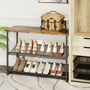 Garden 4 you 3-Tier Tilting Adjustable Freestanding Shoe Rack 6-8 Pairs 29 in Length for Durability and Stability for Entryways, Hallways, Closets, Dormitory Rooms, and Industries