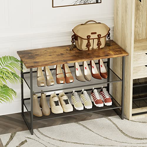 Garden 4 you 3-Tier Tilting Adjustable Freestanding Shoe Rack 6-8 Pairs 29 in Length for Durability and Stability for Entryways, Hallways, Closets, Dormitory Rooms, and Industries