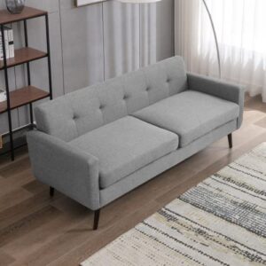 zafly 80inches loveseat sofa, modern couch button tufted upholstered sofa furniture with 5.9" cushion for living room bedroom office apartment (light gray)