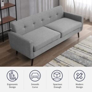 ZAFLY 80inches Loveseat Sofa, Modern Couch Button Tufted Upholstered Sofa Furniture with 5.9" Cushion for Living Room Bedroom Office Apartment (Light Gray)