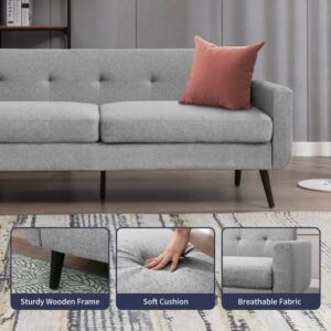 ZAFLY 80inches Loveseat Sofa, Modern Couch Button Tufted Upholstered Sofa Furniture with 5.9" Cushion for Living Room Bedroom Office Apartment (Light Gray)