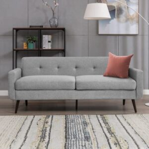 ZAFLY 80inches Loveseat Sofa, Modern Couch Button Tufted Upholstered Sofa Furniture with 5.9" Cushion for Living Room Bedroom Office Apartment (Light Gray)