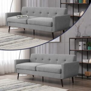 ZAFLY 80inches Loveseat Sofa, Modern Couch Button Tufted Upholstered Sofa Furniture with 5.9" Cushion for Living Room Bedroom Office Apartment (Light Gray)