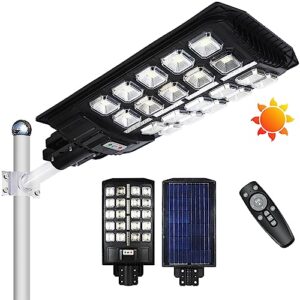 vagude 1 pack 1000w outdoor solar street lights for outside waterproof motion sensor remote control dusk to dawn high bright solar powered led flood light for yard fence parking garage road etc