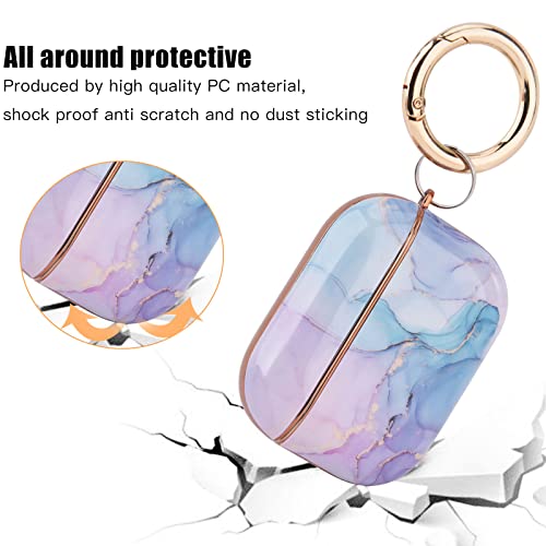 OLEBAND Airpods Pro 2 Case 2022 with Cute Pattern for Women and Girls, Hard Protective Cover for Apple iPods Pro 2nd Generation Case,LED Visible,Watercolor Marble