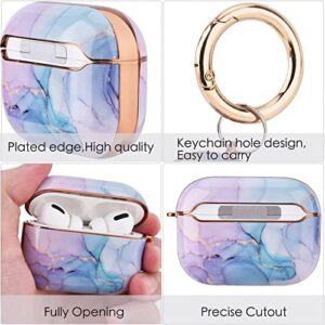 OLEBAND Airpods Pro 2 Case 2022 with Cute Pattern for Women and Girls, Hard Protective Cover for Apple iPods Pro 2nd Generation Case,LED Visible,Watercolor Marble