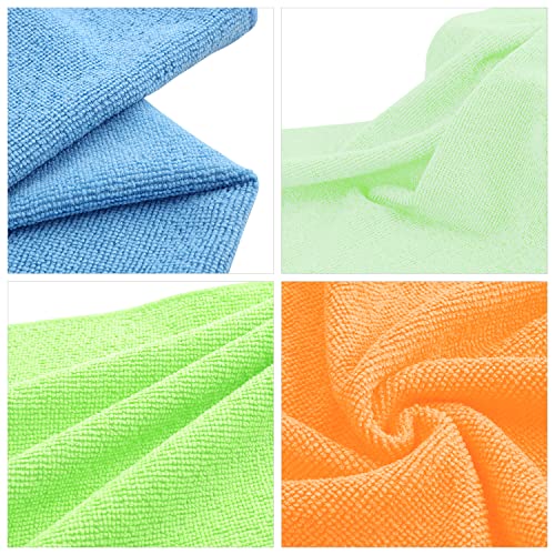 DNA MOTORING TOOLS-00257 Cleaning Towels Car Washing Microfiber Cloth for Auto Detailing Home Kitchen, 12x16 Inch, Yellow, Orange, Blue, Green, Pack of 12