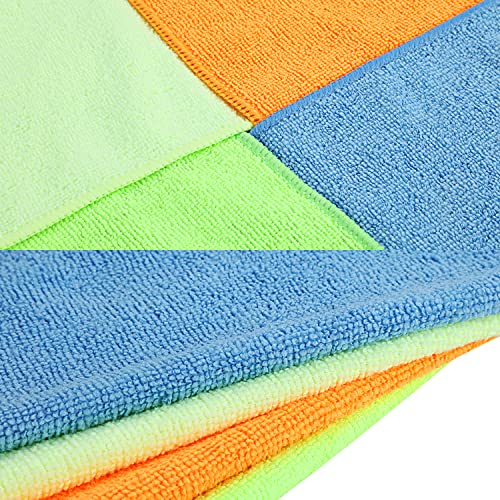 DNA MOTORING TOOLS-00257 Cleaning Towels Car Washing Microfiber Cloth for Auto Detailing Home Kitchen, 12x16 Inch, Yellow, Orange, Blue, Green, Pack of 12