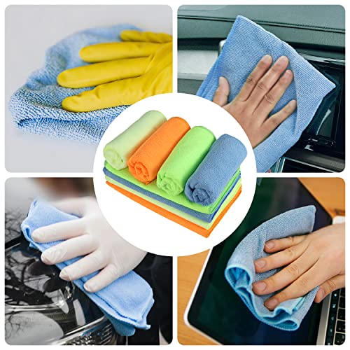 DNA MOTORING TOOLS-00257 Cleaning Towels Car Washing Microfiber Cloth for Auto Detailing Home Kitchen, 12x16 Inch, Yellow, Orange, Blue, Green, Pack of 12