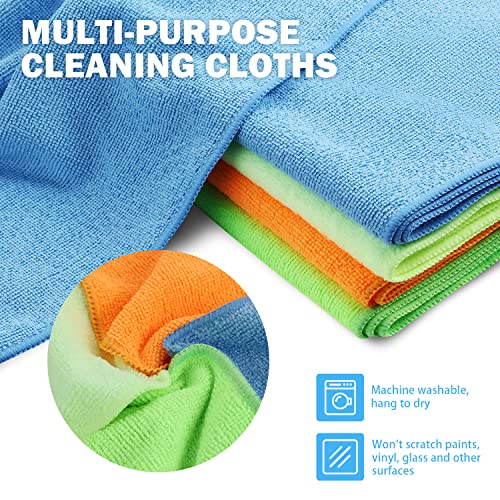 DNA MOTORING TOOLS-00257 Cleaning Towels Car Washing Microfiber Cloth for Auto Detailing Home Kitchen, 12x16 Inch, Yellow, Orange, Blue, Green, Pack of 12