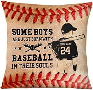 resp custom baseball pillow for boys, some boys are just born with baseball in their souls pillow