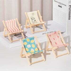 Beavorty Cell Phone Holder Wood and Canvas Beach Deck Chair Desk Stand Display Business Card Holders Bracket Charging Dock Mini Folding Chair Phone Holder for Smartphone Mobile Phone
