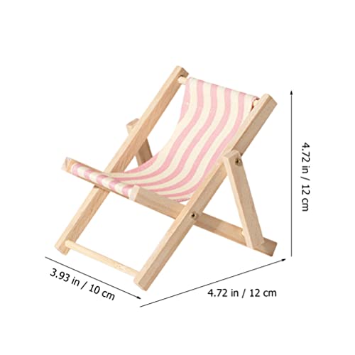 Beavorty Cell Phone Holder Wood and Canvas Beach Deck Chair Desk Stand Display Business Card Holders Bracket Charging Dock Mini Folding Chair Phone Holder for Smartphone Mobile Phone