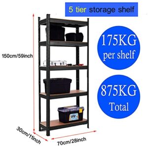 Metal Shelving Unit Adjustable Garage Storage Utility Rack Heavy Duty Shelves Organization Multipurpose Shelf Warehouse Basement Kitchen Living Room, 5-Tier, 11" D×28" W×59" H, 1 Pack