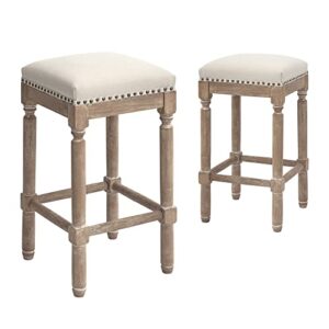 homestripe kitchen counter pub-height barstool 26 inch seat height, taupe set of 2, tan