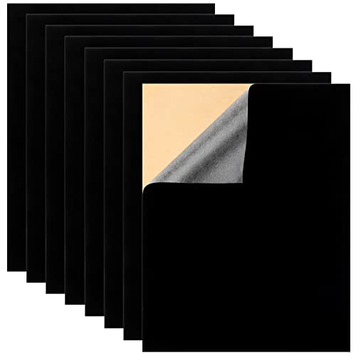 Black Self Adhesive Felt Sheets,UPINS 8PCS 15.7 × 11.8 inch Soft Velvet Felt Fabric Sticky Back Felt for Jewelry Box Drawer Liner and DIY Crafts