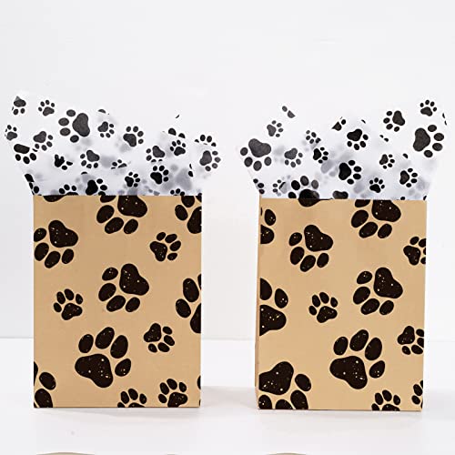 Whaline 100 Sheet Pet Paw Print Tissue Paper White Black Wrapping Paper 14 x 20in Cute Gift Wrapping Tissue Paper Dog Paw Art Paper Crafts for Pet Treat Party Favors DIY Decoration