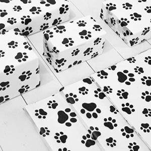Whaline 100 Sheet Pet Paw Print Tissue Paper White Black Wrapping Paper 14 x 20in Cute Gift Wrapping Tissue Paper Dog Paw Art Paper Crafts for Pet Treat Party Favors DIY Decoration
