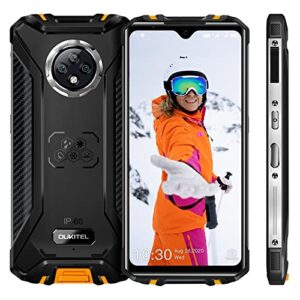 oukitel wp8 pro unlocked rugged smartphone, 6.49 inch display 5000mah rugged cell phones 4gb ram+64gb rom ip68 waterproof unlocked phone dual sim 16mp rear triple camera nfc, orange