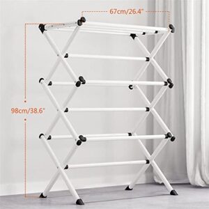 ZALORD Collapsible Clothes Rail Drying Rack Pole Floor Folding Stainless Steel Clothes Quilt Artifact Bedroom Hanging Towel Home Shelf Adjustable and Space-Saving