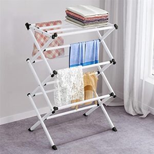 ZALORD Collapsible Clothes Rail Drying Rack Pole Floor Folding Stainless Steel Clothes Quilt Artifact Bedroom Hanging Towel Home Shelf Adjustable and Space-Saving