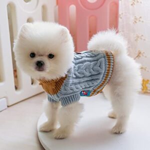 HOUKAI Small Dog Cat Knited Sweater Dog Jumper with Puppy Hoodie Winter Warm Clothes Apparel (Color : Blue, Size : L Code)